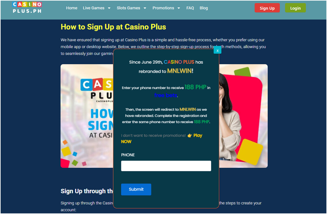 Casino plus Register