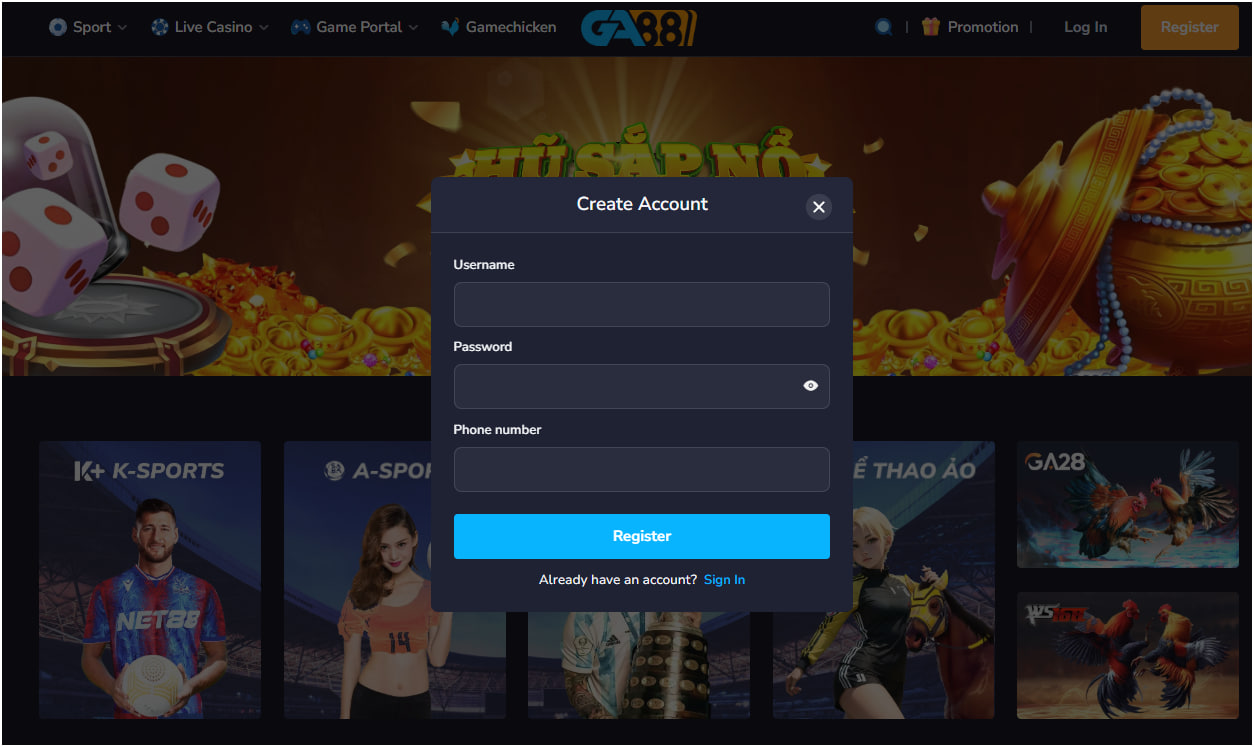 GA88 - Top 1 Sportsbook | Top Online Casino Betting 2 GA88 Register